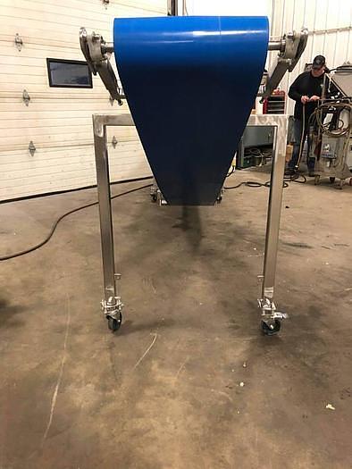 Used 16 Inches Wide X 189 Inches Long Incline Blue Belt Conveyor Stainless Steel Sanitary