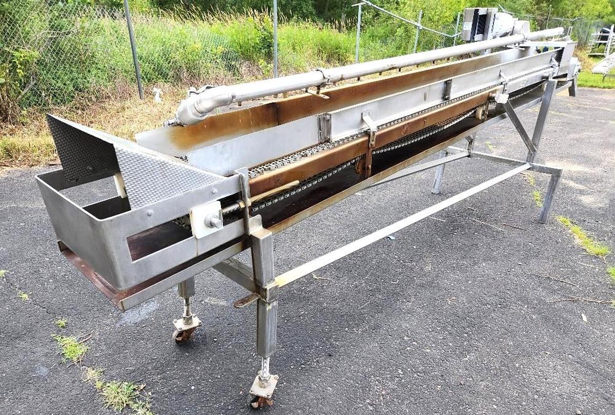 Used 12 Inch wide X 150 Inch long Stainless Steel Intralox Conveyor with Spray Bar