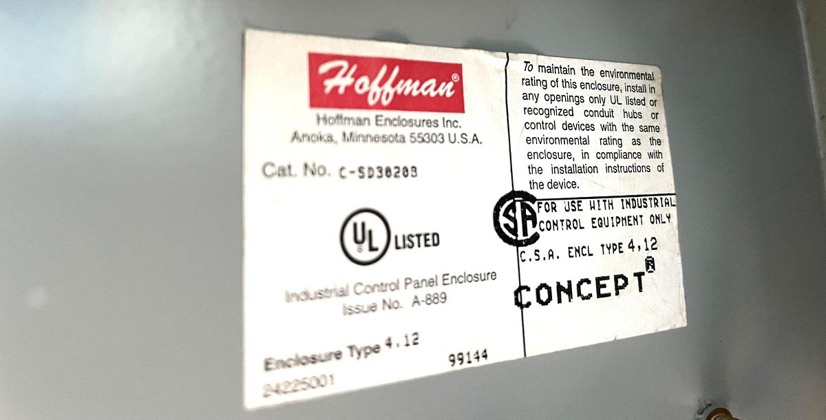 Used Stand Alone Hoffman Control Panel with Allen Bradley 550 Panelview