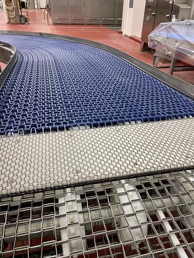 Used 36 Inch Wide 90 Degree Blue Belt Conveyor