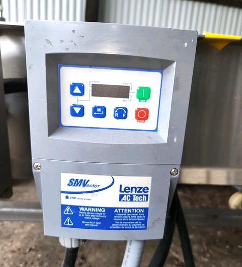 Used 24 Inch X 72 Inch Stainless Steel Sanitary Blue Belt Conveyor