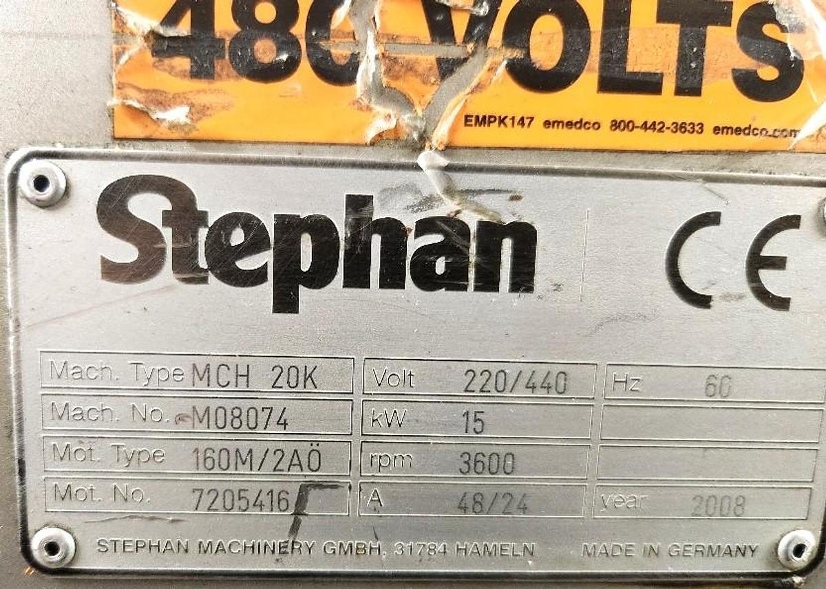Used Stephan Microcut Model MCH20K Emulsifier