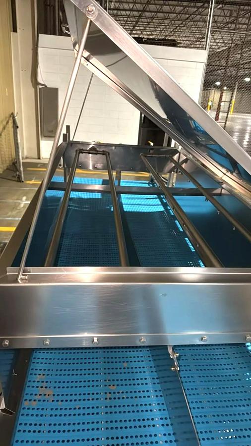 Used Stainless Steel Sanitary Dewatering/Washing Belt Conveyor 38 Inches Wide X 180 Inches Long