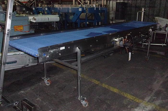 Used 34 Inches Wide X 167 Inches Long Blue Belt Intralox Belt Conveyor Stainless Steel Sanitary