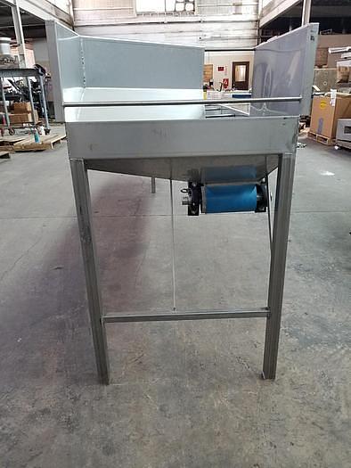 Used 8 Inch x 105 Inch Horizontal Stainless Steel Sanitary Blue Belt Conveyor With Hopper