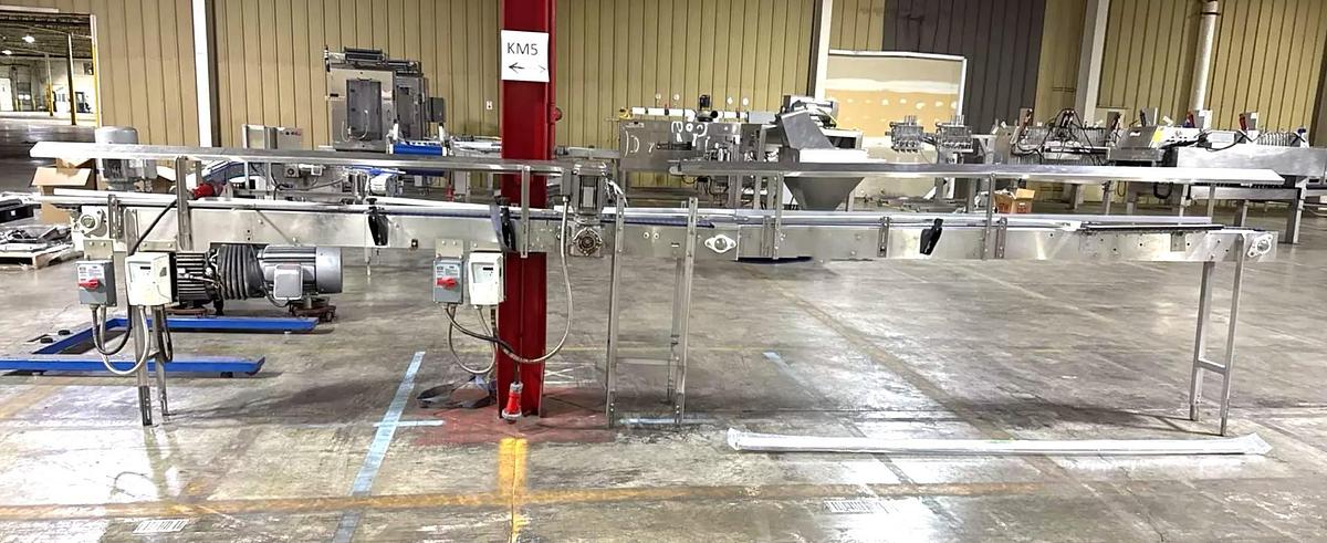 Used Stainless Steel Dual Belt Intralox Accumulating Conveyor 7.5 Inches X 137 Inches 4.5 Inches X 110 Inches