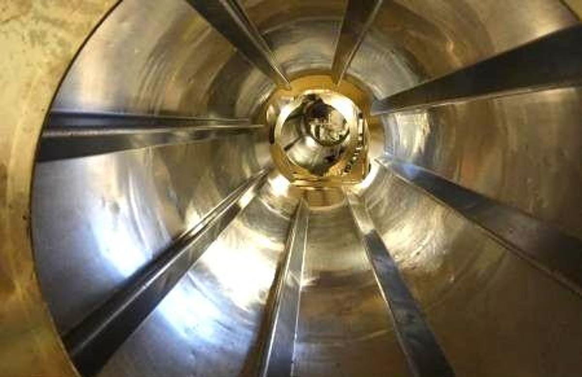 Used Stainless Steel Sanitary Rotary Seasoning Tumbler 30 Inches Dia X 84 Inches Long