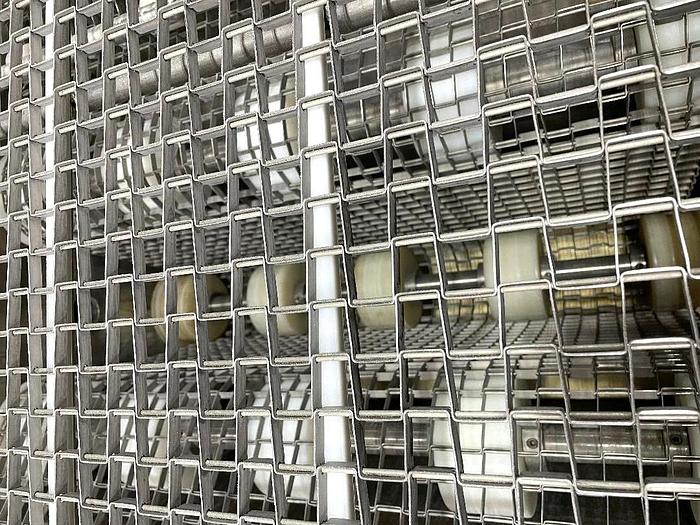 Used 36 Inch Wide Stainless Steel Sanitary Wire Mesh Belt Conveyor 17 Foot Long
