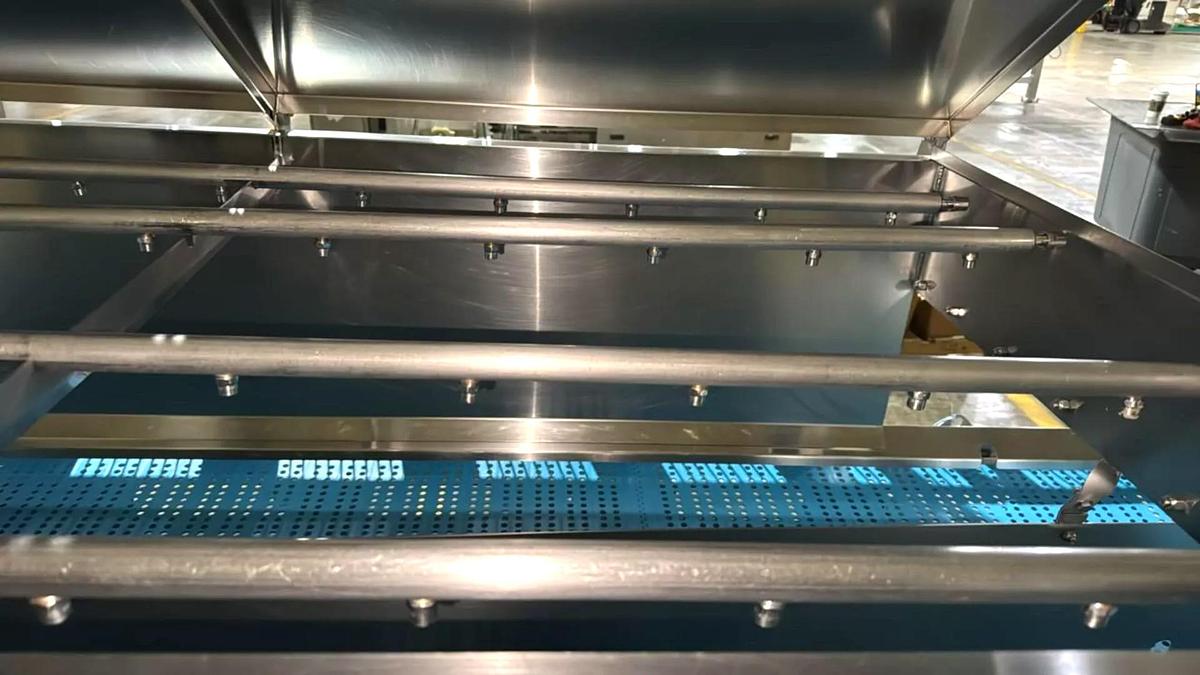Used Stainless Steel Sanitary Dewatering/Washing Belt Conveyor 38 Inches Wide X 180 Inches Long