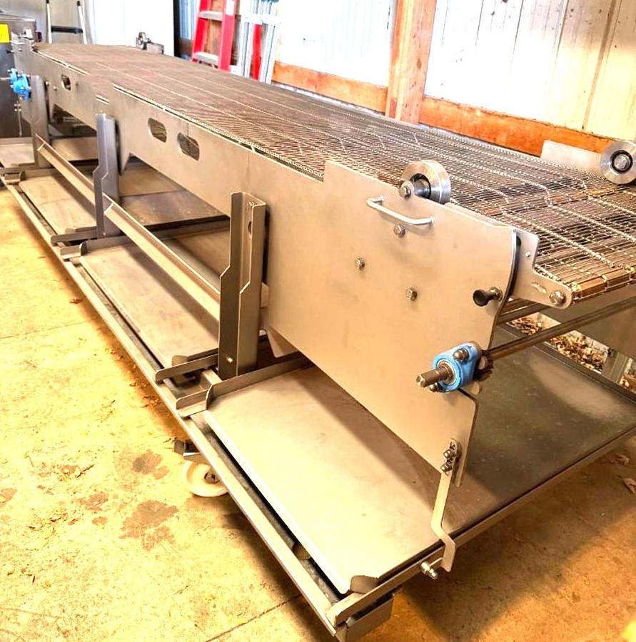 Used Stainless Steel Sanitary Wire Mesh Conveyor 26 Inches X 146 Inches