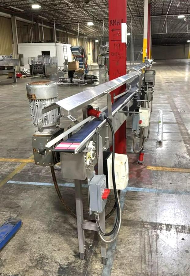 Used Stainless Steel Dual Belt Intralox Accumulating Conveyor 7.5 Inches X 137 Inches 4.5 Inches X 110 Inches