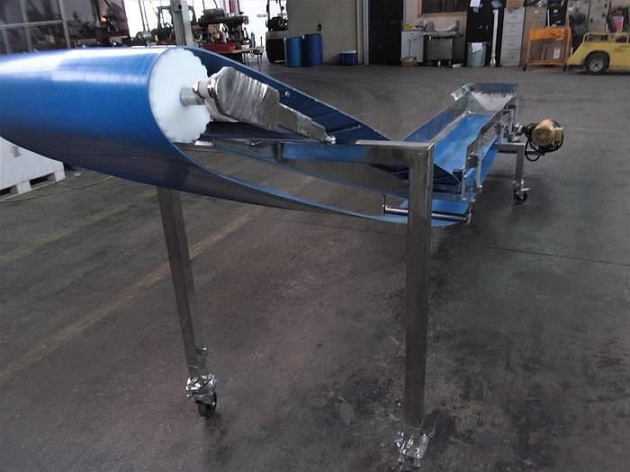 Used 16 Inches Wide X 189 Inches Long Incline Blue Belt Conveyor Stainless Steel Sanitary
