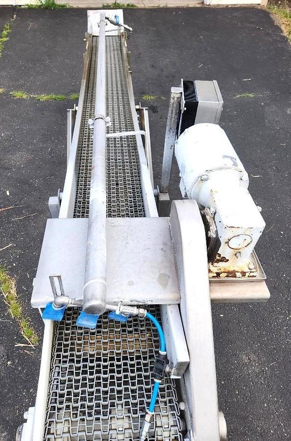 Used 12 Inch wide X 150 Inch long Stainless Steel Intralox Conveyor with Spray Bar