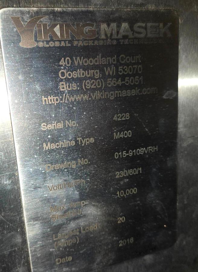 Used Viking Masek Model M400 VFFS Stainless Steel Sanitary Systems
