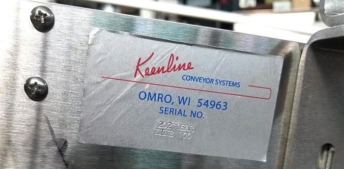 Used  Keenline 18 Inch 45 deg turn incline stainless steel sanitary intralox belt conveyor