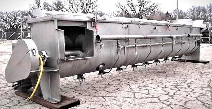 Used CSE Stainless Steel Sanitary Incline Screw Conveyor/Cooker 20 Inch Diameter X 14 Foot