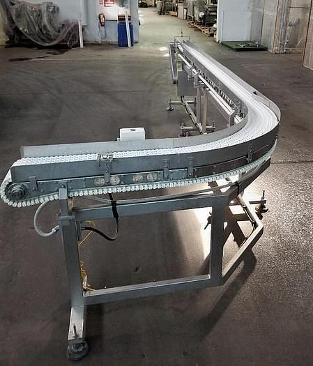 Used 8in Wide X 16ft Long Intralox Conveyor With 90 Deg Turn Discharge - Stainless Steel Sanitary