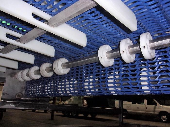 Used 34 Inches Wide X 167 Inches Long Blue Belt Intralox Belt Conveyor Stainless Steel Sanitary