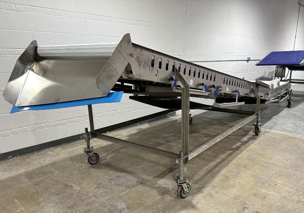 Used Friesens Stainless Steel Sanitary Incline Belt Conveyor 42 Inches X 235 Inches