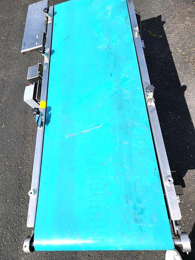 Used 24 Inch X 72 Inch Stainless Steel Sanitary Blue Belt Conveyor