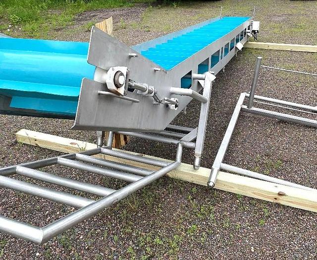 Used 22 Inch Wide Stainless Steel Sanitary Incline Cleated Blue Belt Conveyor