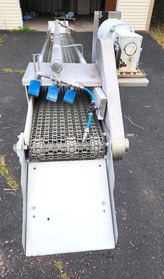 Used 12 Inch wide X 150 Inch long Stainless Steel Intralox Conveyor with Spray Bar