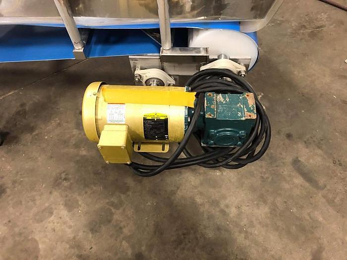 Used 16 Inches Wide X 189 Inches Long Incline Blue Belt Conveyor Stainless Steel Sanitary