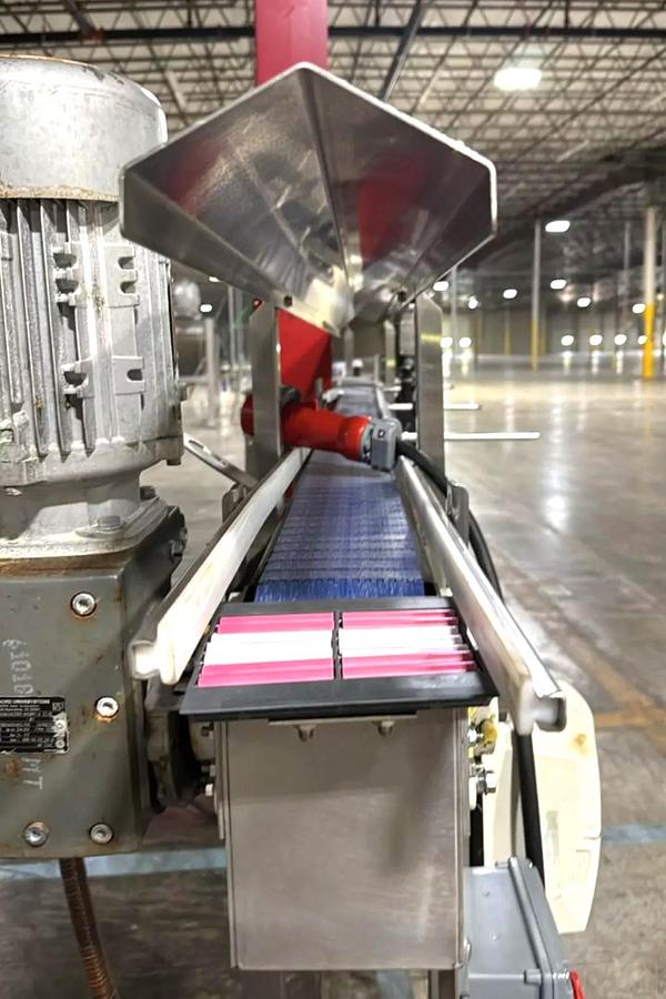 Used Stainless Steel Dual Belt Intralox Accumulating Conveyor 7.5 Inches X 137 Inches 4.5 Inches X 110 Inches