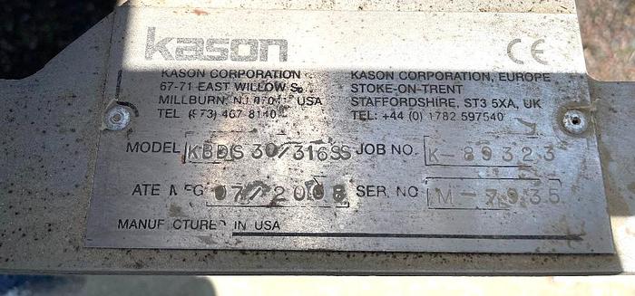 Used 2008 Kason Model KBDS30/316SS Stainless Steel Bag Break with 30" Screener and Screw Feeder