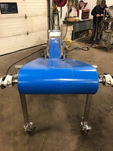 Used 16 Inches Wide X 189 Inches Long Incline Blue Belt Conveyor Stainless Steel Sanitary