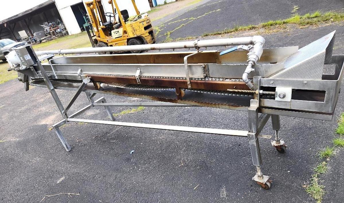 Used 12 Inch wide X 150 Inch long Stainless Steel Intralox Conveyor with Spray Bar