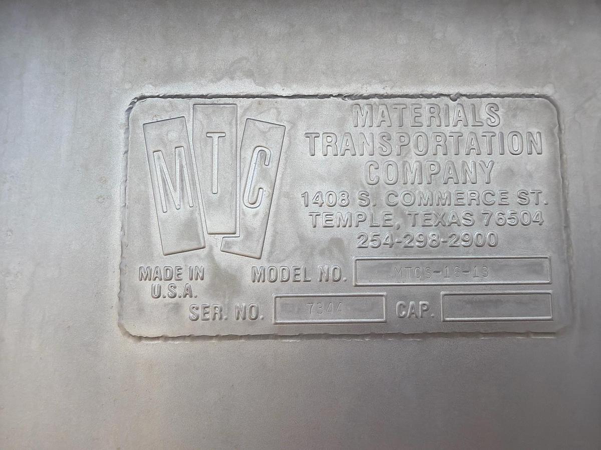 Used MTC Screw Loaders Model MCTS-16-13 Stainless Steel 16 Inch Diameter 7500 Pound Hoppers
