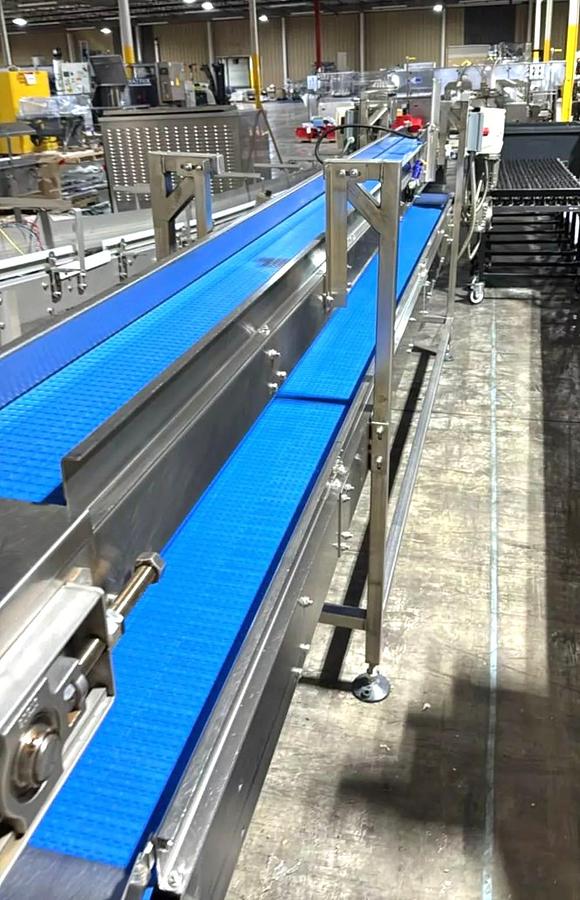 Used Stainless Steel Sanitary Dual Tier Packoff Transfer Conveyor 16 Inches Wide X 300 Inches Long
