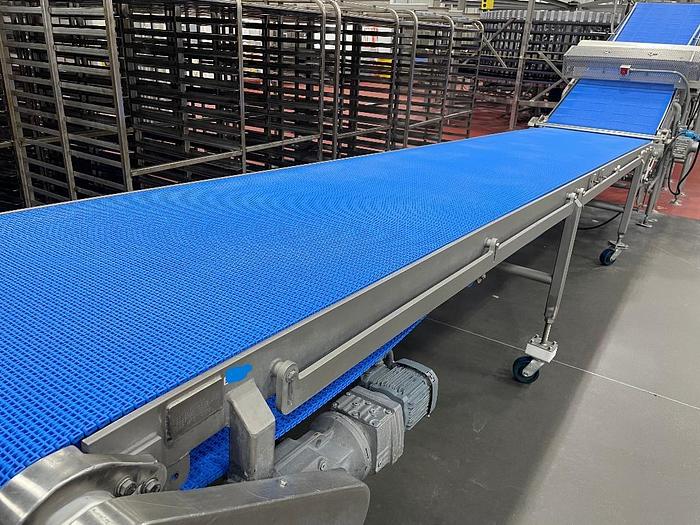 Used Kofab Stainless Steel Blue Belt Intralox Conveyor 34 Inches Wide X 15 Foot Long
