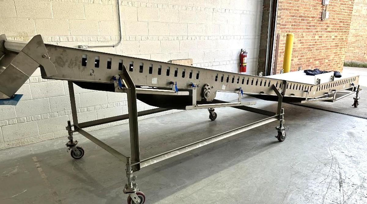 Used Friesens Stainless Steel Sanitary Incline Belt Conveyor 42 Inches X 235 Inches