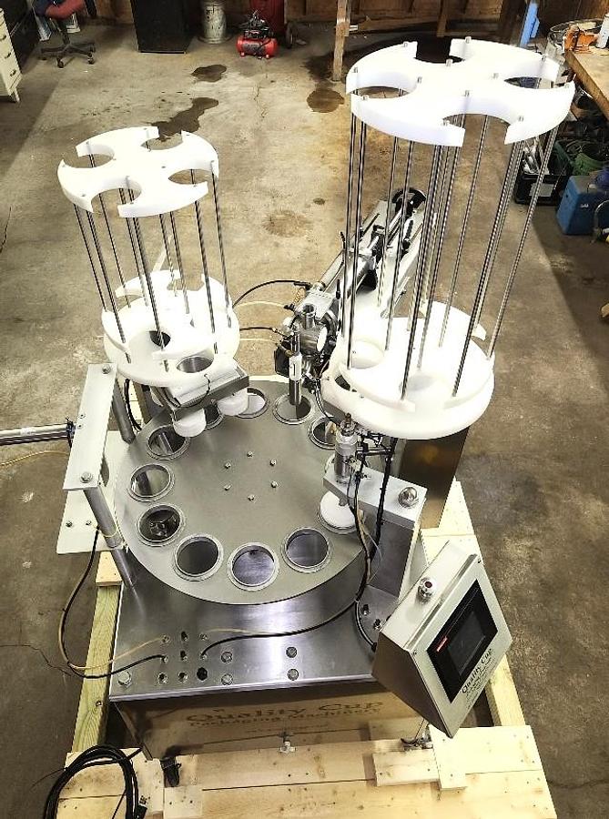 Used Quality Cup Model QC-32 12 Station Stainless Steel Sanitary Rotary Cup Filler