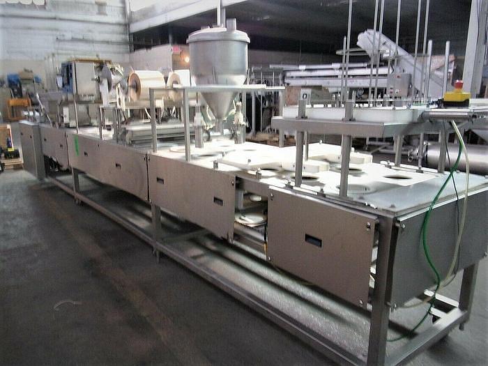 Used PMR Model 1300 Dual Lane Continuous Container Filler Sealer Lidder Stainless Steel Sanitary