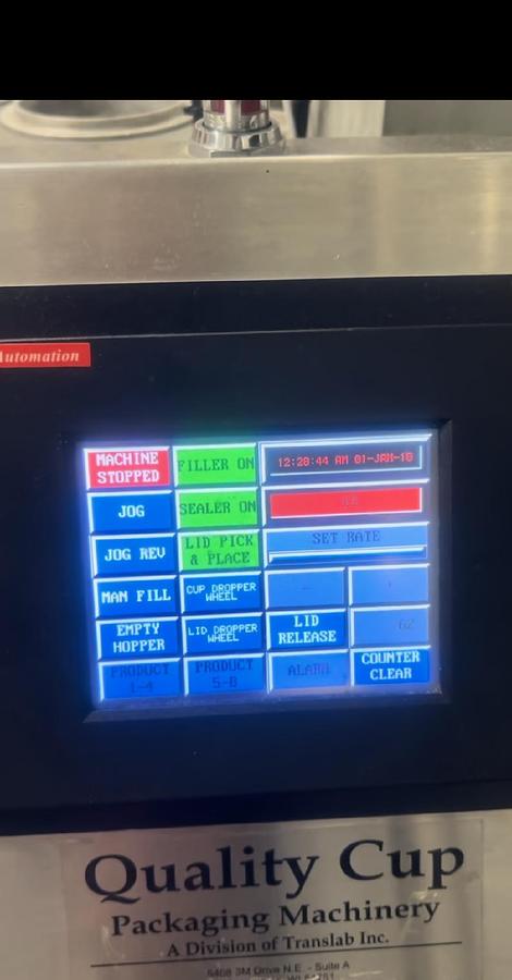 Used Quality Cup Model QC-32 12 Station Stainless Steel Sanitary Rotary Cup Filler