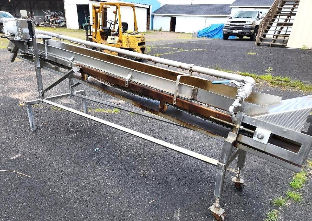 Used 12 Inch wide X 150 Inch long Stainless Steel Intralox Conveyor with Spray Bar