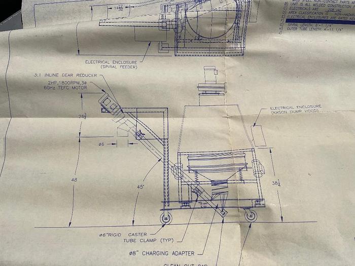Used 2008 Kason Model KBDS30/316SS Stainless Steel Bag Break with 30" Screener and Screw Feeder