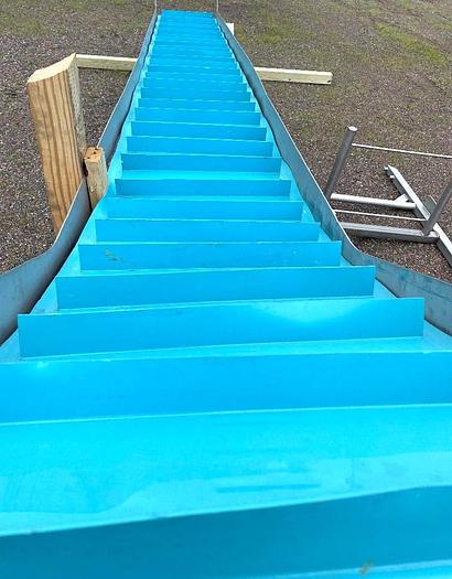 Used 22 Inch Wide Stainless Steel Sanitary Incline Cleated Blue Belt Conveyor