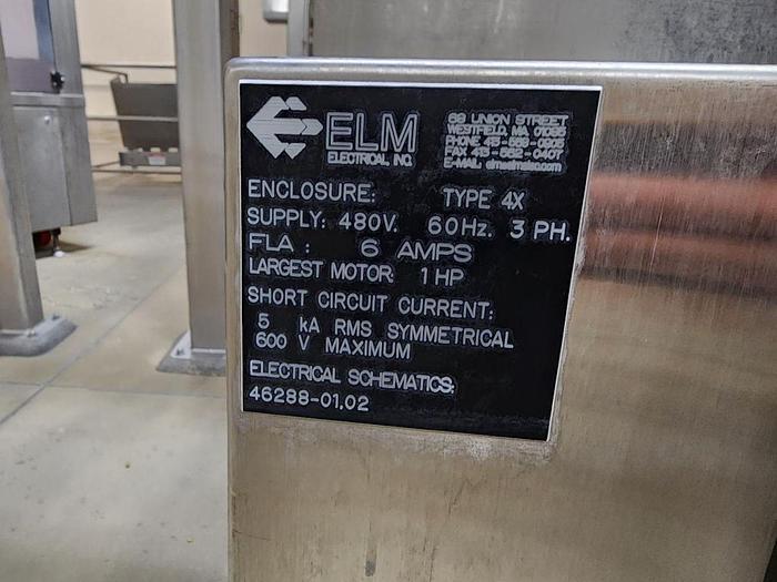 Used Stainless Steel Table Top Chain Conveyor Variable Speed Controlled 4.5" X 78"