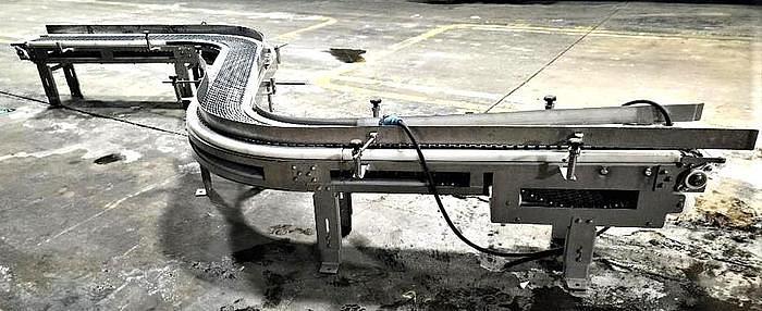 Used 10 Inch Wide X 199 Inch Long Spantech S Turn Intralox Belt Conveyor Stainless Steel Sanitary