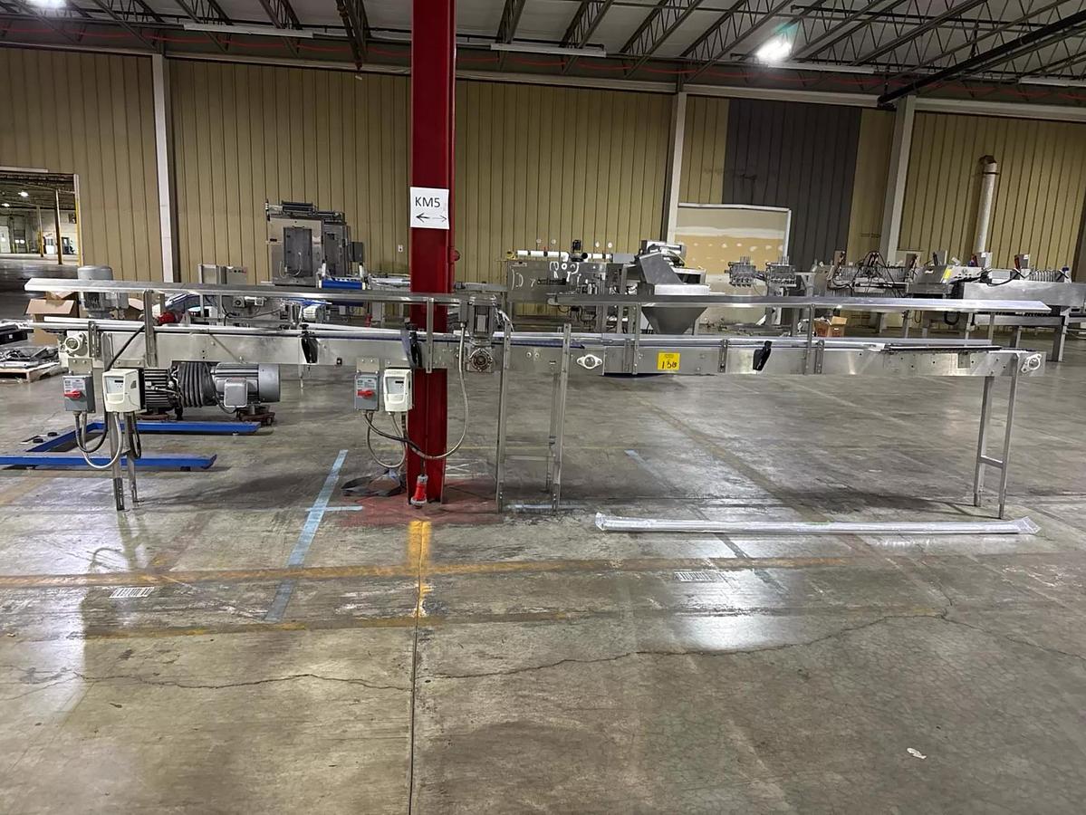 Used Stainless Steel Dual Belt Intralox Accumulating Conveyor 7.5 Inches X 137 Inches 4.5 Inches X 110 Inches