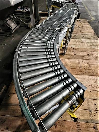 Used  15 1/2 Inch X 174 Inch Powered Roller Conveyor S Turn Variable Speed