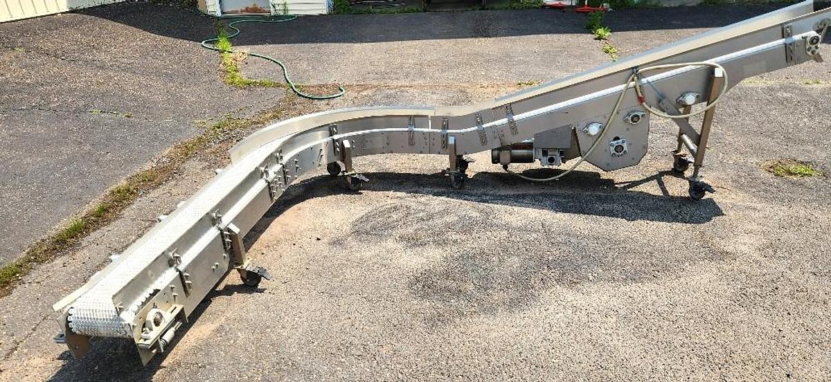 Used Keenline 10 Inch Stainless Steel Sanitary Intralox 90 Degree Conveyor