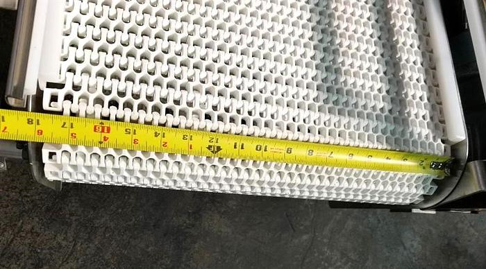 Used  Keenline 18 Inch 45 deg turn incline stainless steel sanitary intralox belt conveyor