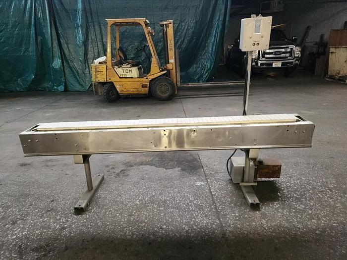 Used 6 Inch Wide X 94 Inches Long Stainless Steel Slat Top Conveyor