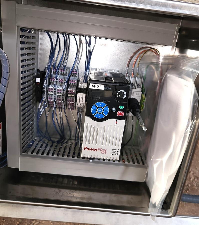 Used Friesens Stainless Steel Sanitary Incline Belt Conveyor 42 Inches X 235 Inches