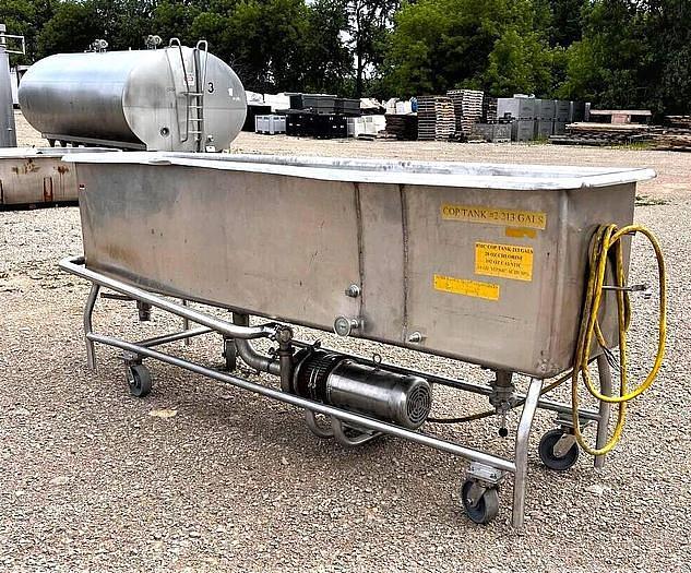 Used Stainless Steel 8 Foot COP Tank 213 Gallons with Tri Clover Pump